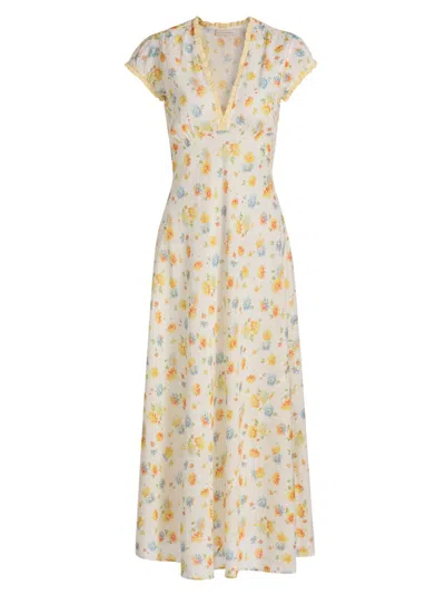 Doen Women's Helia Floral Midi-dress In Neutral