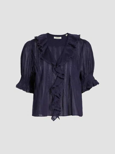 Doen Women's Henri Ruffled Top In Adriatic