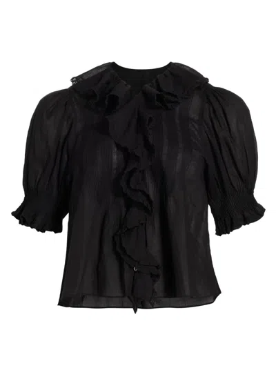 Doen Women's Henri Ruffled Top In Black