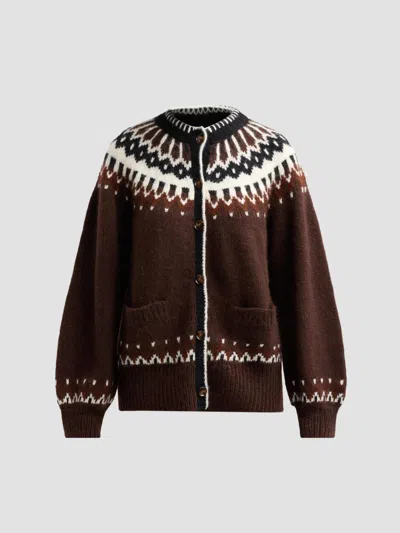Doen Women's Hue Fair Isle-inspired Cardigan In Brun Aberdeen Fair Isle