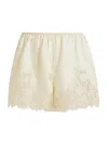 Doen Iona Lace-trimmed Silk-satin Shorts In Yellow
