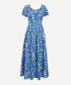 Doen Dôen Leanne Floral Cotton Voile Midi Dress In Blue