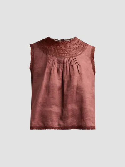 Doen Women's Liletta Lace-trim Top In Brown