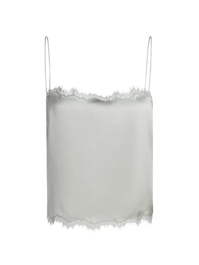 Doen Women's Loure Lace-trim Silk Camisole Top In Green