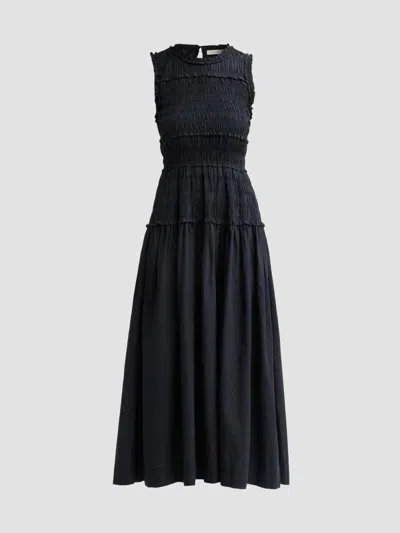 Doen Mallory Cotton-poplin Midi Dress In Blue