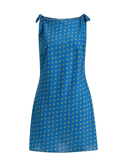 Doen Women's Maltina Foulard Cotton-silk Minidress In Blue