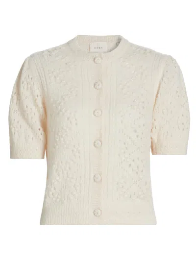 Doen Women's Mirabelle Alpaca-blend Short-sleeve Cardigan In Ivory