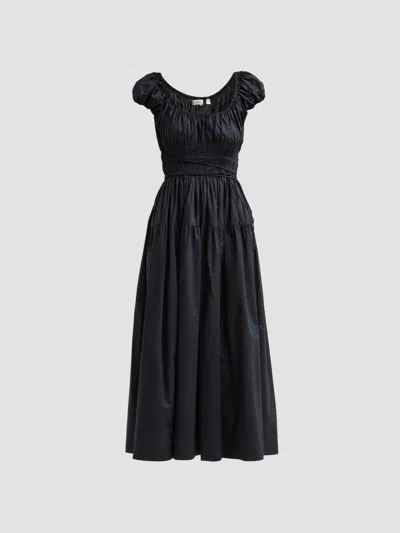 Doen Women's Quinelle Cotton Gathered Midi Dress In Black