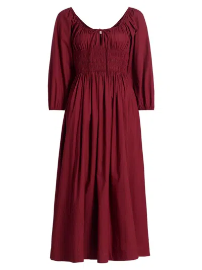 Doen Women's Quintessa Cotton Midi-dress In Red
