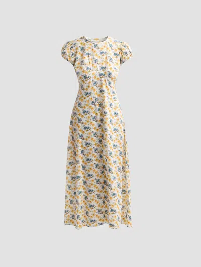 Doen Rhodia Floral-print Organic Cotton Midi Dress In White