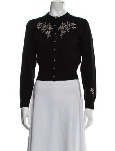 Pre-owned Doen Wool Floral Print Sweater In Black