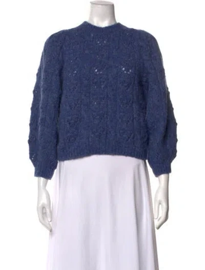 Pre-owned Doen Wool Mock Neck Sweater In Blue
