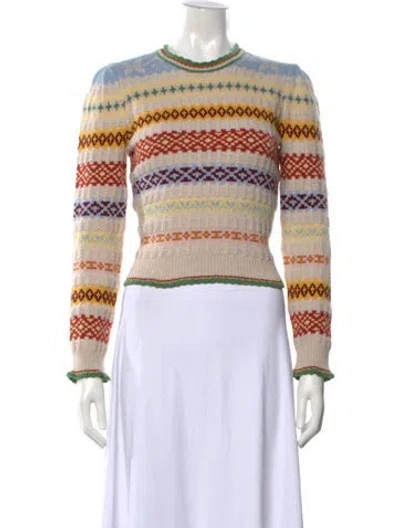 Pre-owned Doen Wool Patterned Sweater W/ Tags In Blue/neutrals