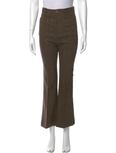 Pre-owned Doen Wool Straight Leg Pants In Green