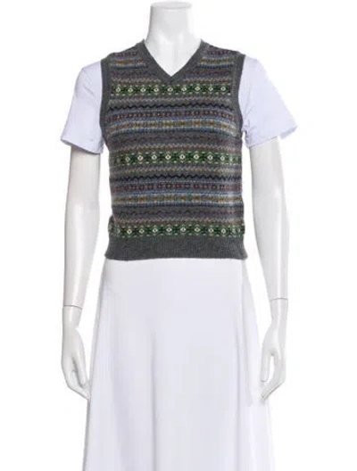 Pre-owned Doen Wool Striped Sweater In White