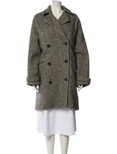 Pre-owned Doen Wool Tweed Pattern Coat In Gray