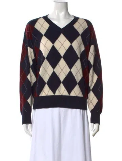 Pre-owned Doen Wool V-neck Sweater In Black
