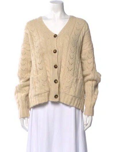 Pre-owned Doen Wool V-neck Sweater In Neutral