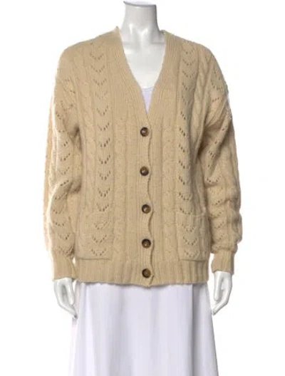 Pre-owned Doen Wool V-neck Sweater In Neutral