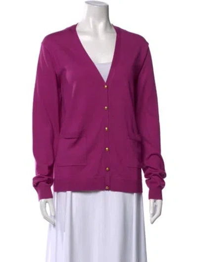 Pre-owned Doen Wool V-neck Sweater In Purple