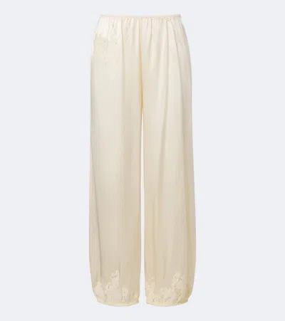 Doen Dôen Yaria Lace-trimmed Silk Satin Balloon Pants In Neutral