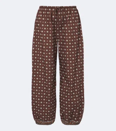 Doen Dôen Yarrow Printed Cotton Straight Pants In Brown