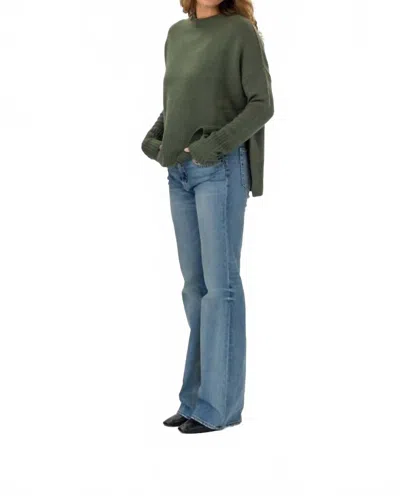 Doffer Boys Slouchy Crew Sweater In Army In Green