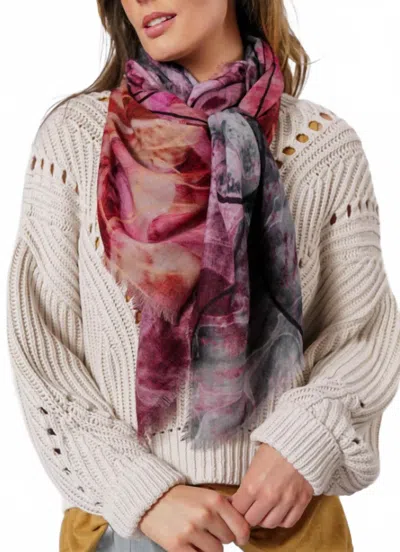Dog & Boy Trenchant Merino Wool Scarf In Red/burgundy/pink Multi