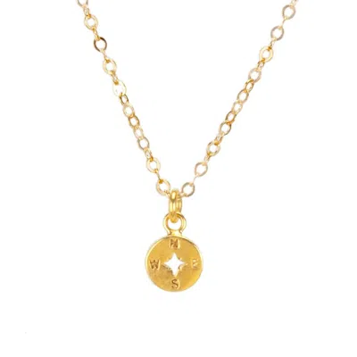Dogeared Make A Wish Petite Compass Necklace In Gold