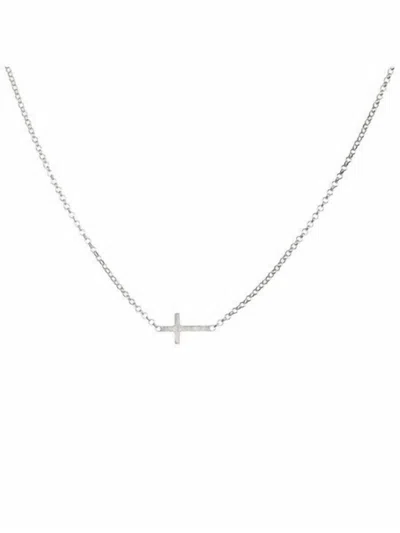 Dogeared Whispers Sideways Cross Necklace In Silver