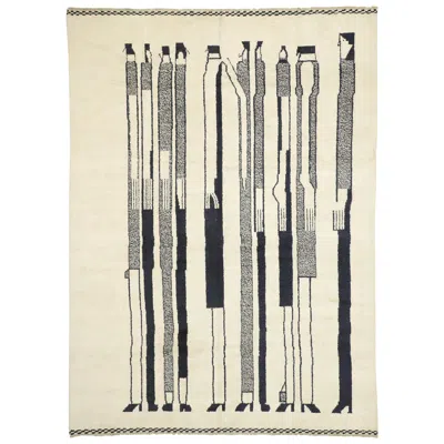 Pre-owned Dogon Tribe Mali New Contemporary Moroccan Rug Inspired By Alberto Giacometti Dogon Tribe In Sand