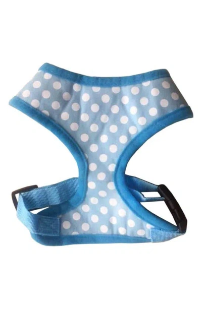 Dogs Of Glamour Large Polka Dot Dog Harness In Blue