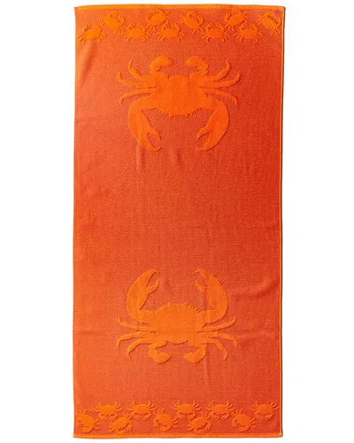 Dohler Sculpted Double Jacquard Crabs Beach Towel In Orange