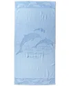 Dohler Sculpted Double Jacquard Dolphins Beach Towel In Turquoise