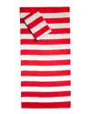 Dohler Set Of 2 Horizontal Cabana Stripes Red Beach Towel In Red