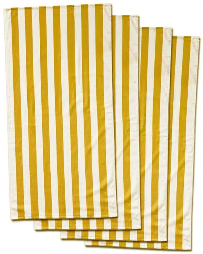 Dohler Set Of 4 Cabana Stripe Beach Towels Yellow