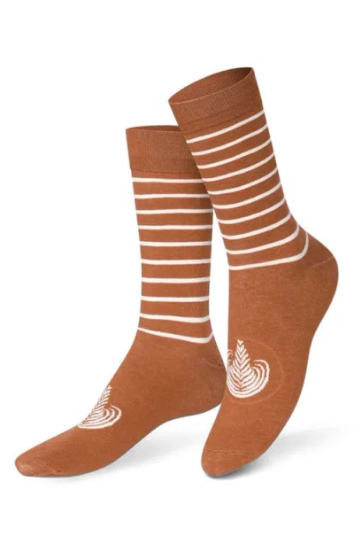 Doiy Cafe Latte 3d Crew Socks In Brown