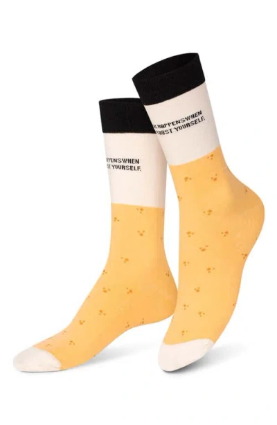 Doiy Fortune Cookie 3d Crew Socks In Yellow