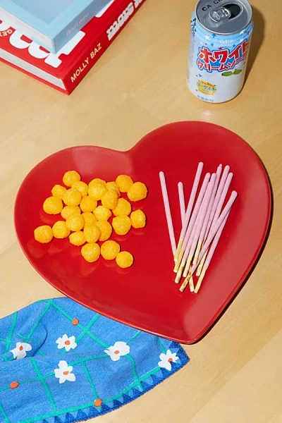 Doiy Heart Snack Plate In Red At Urban Outfitters