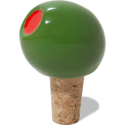 Doiy Olivia Ceramic & Cork Bottle Stopper In Green