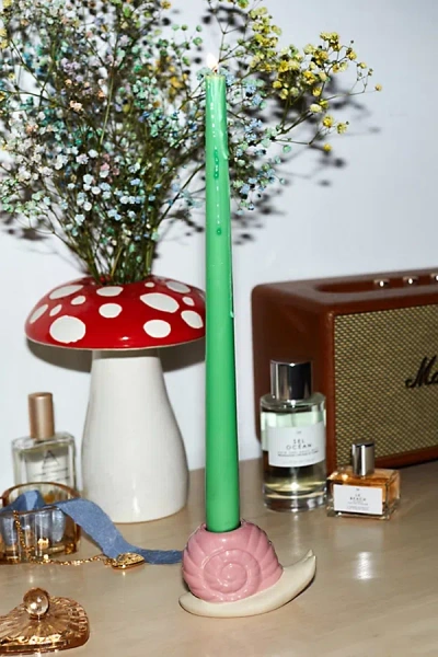Doiy Snail Taper Candle Holder In Green At Urban Outfitters In Multi