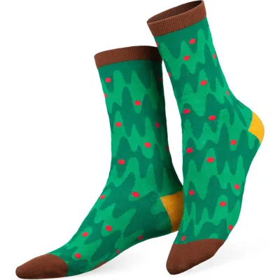 Doiy Xmas Tree Crew Socks In Green