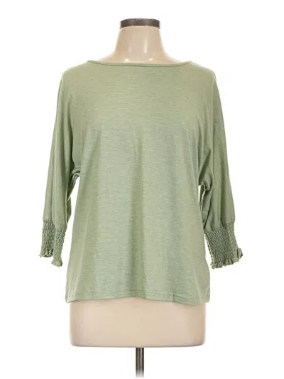 Pre-owned Dokotoo 3/4 Sleeve Top Green Boatneck Tops
