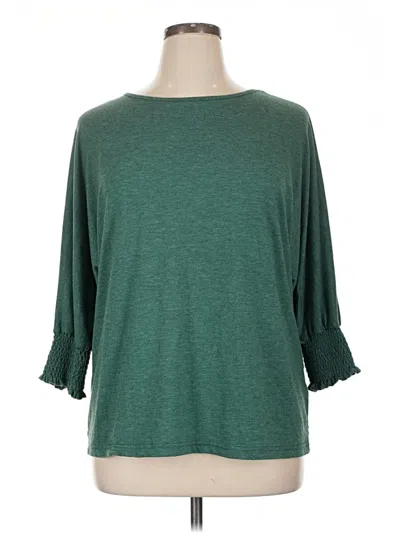 Pre-owned Dokotoo 3/4 Sleeve Top Green Boatneck Tops