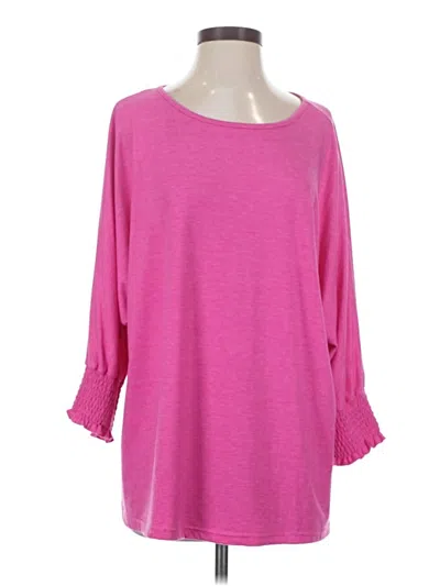Pre-owned Dokotoo 3/4 Sleeve Top Pink Boatneck Tops