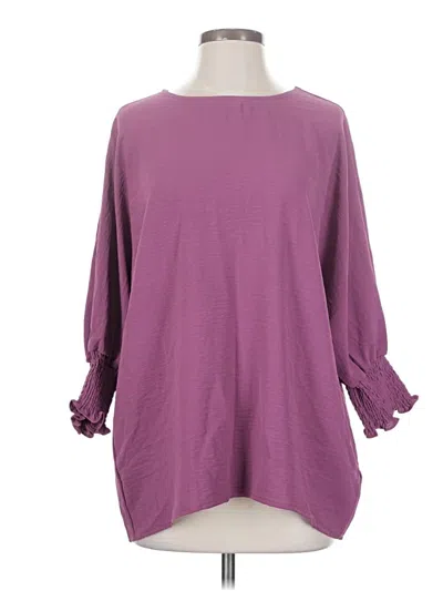 Pre-owned Dokotoo 3/4 Sleeve Top Purple Boatneck Tops