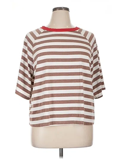 Pre-owned Dokotoo 3/4 Sleeve T-shirt In Brown