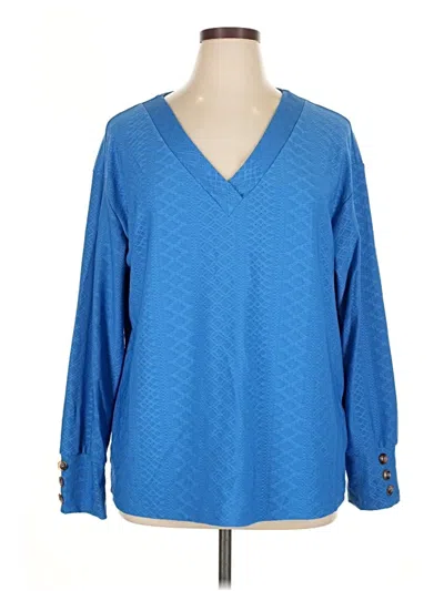 Pre-owned Dokotoo Long Sleeve Blouse In Blue