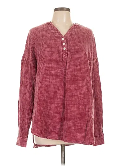 Pre-owned Dokotoo Long Sleeve Blouse In Burgundy