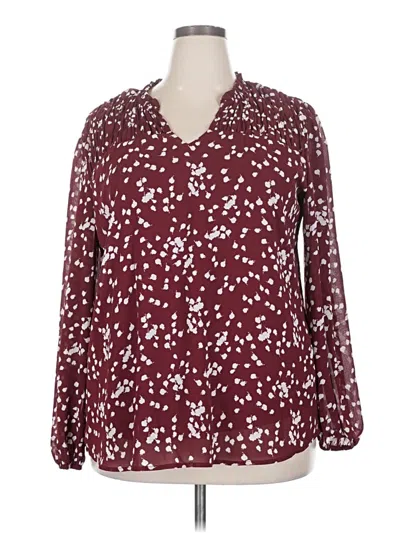 Pre-owned Dokotoo Long Sleeve Blouse In Burgundy